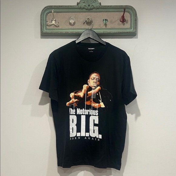 Old Navy Black Graphic Cotton Short Sleeve Notorious B.I.G. Large music band tee - Picture 1 of 5